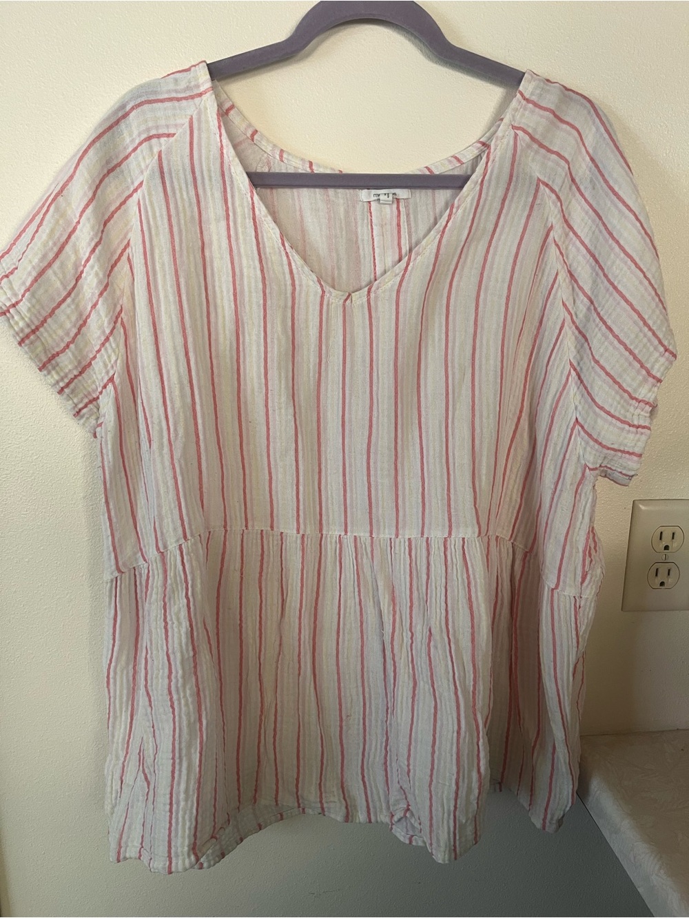 Maurice’s plus size striped cotton babydoll blouse